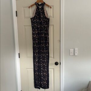 julia jordan Black Lace Halter Jumpsuit